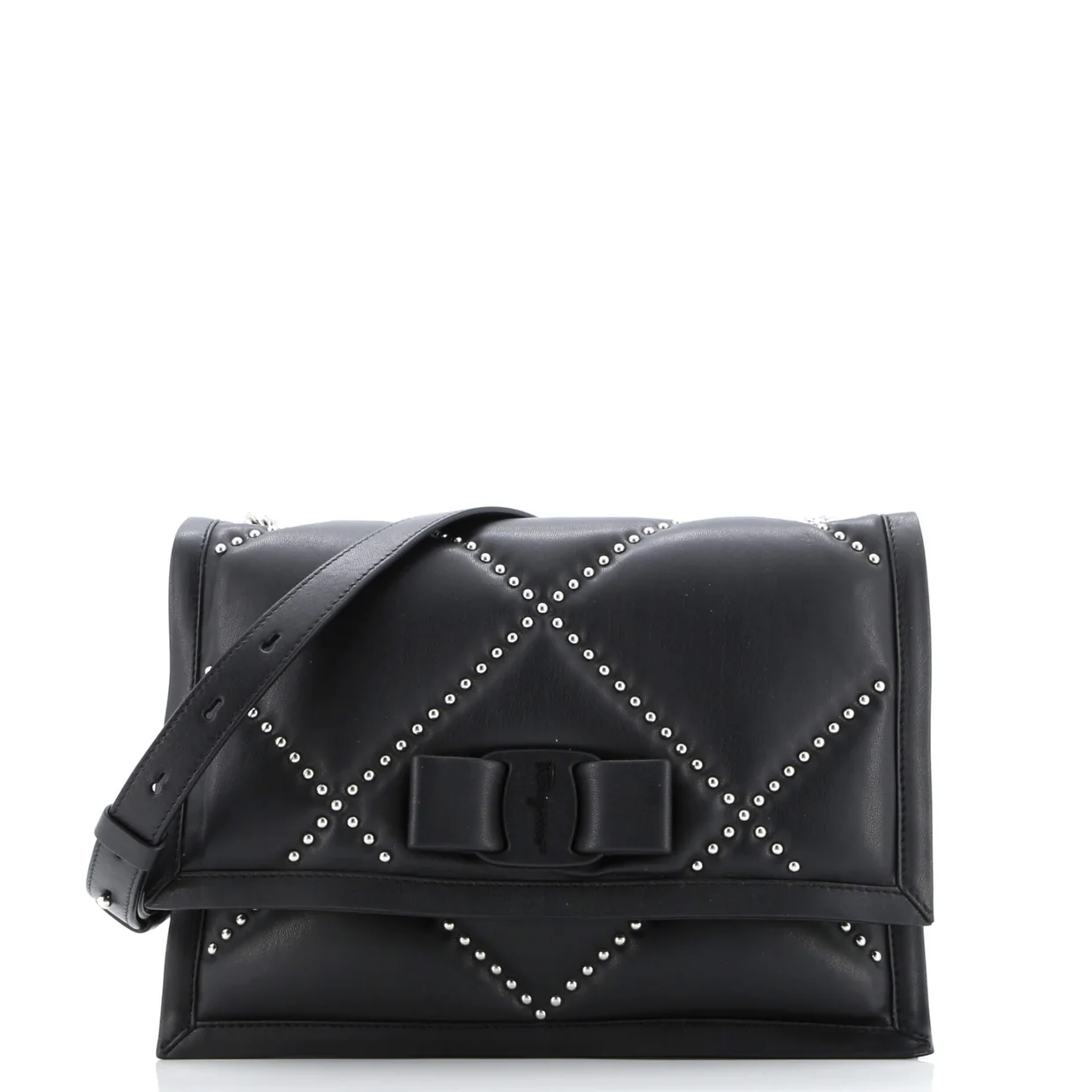 Viva Bow Flap Bag Studded Leather Small - Deep Luxury