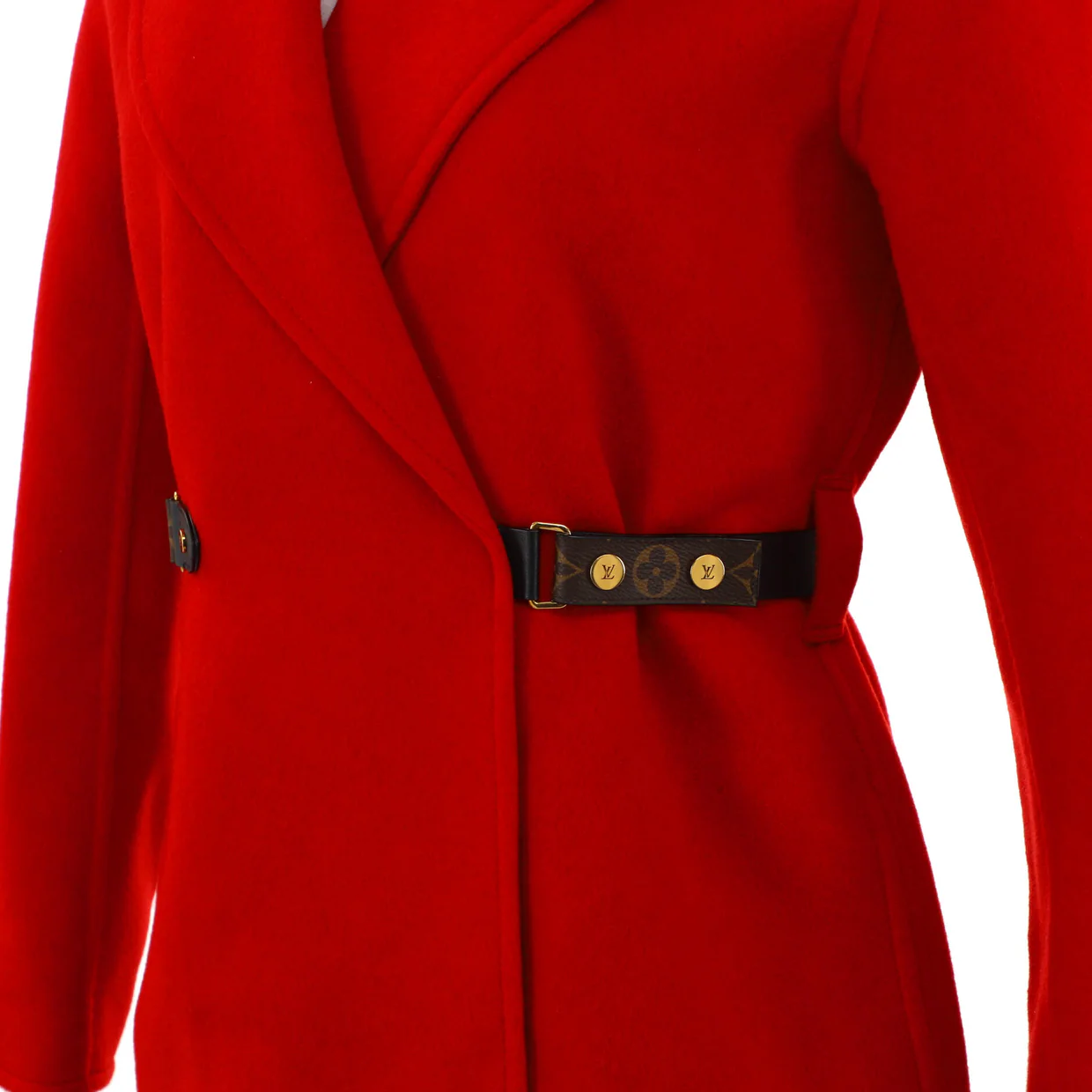 Women's Long Wrap Monogram Belt Coat Wool Blend - Deep Luxury