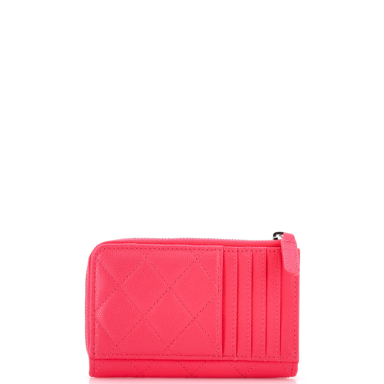 CC Cut Out Coco Chanel Zip Around Card Holder Quilted Caviar - Deep Luxury