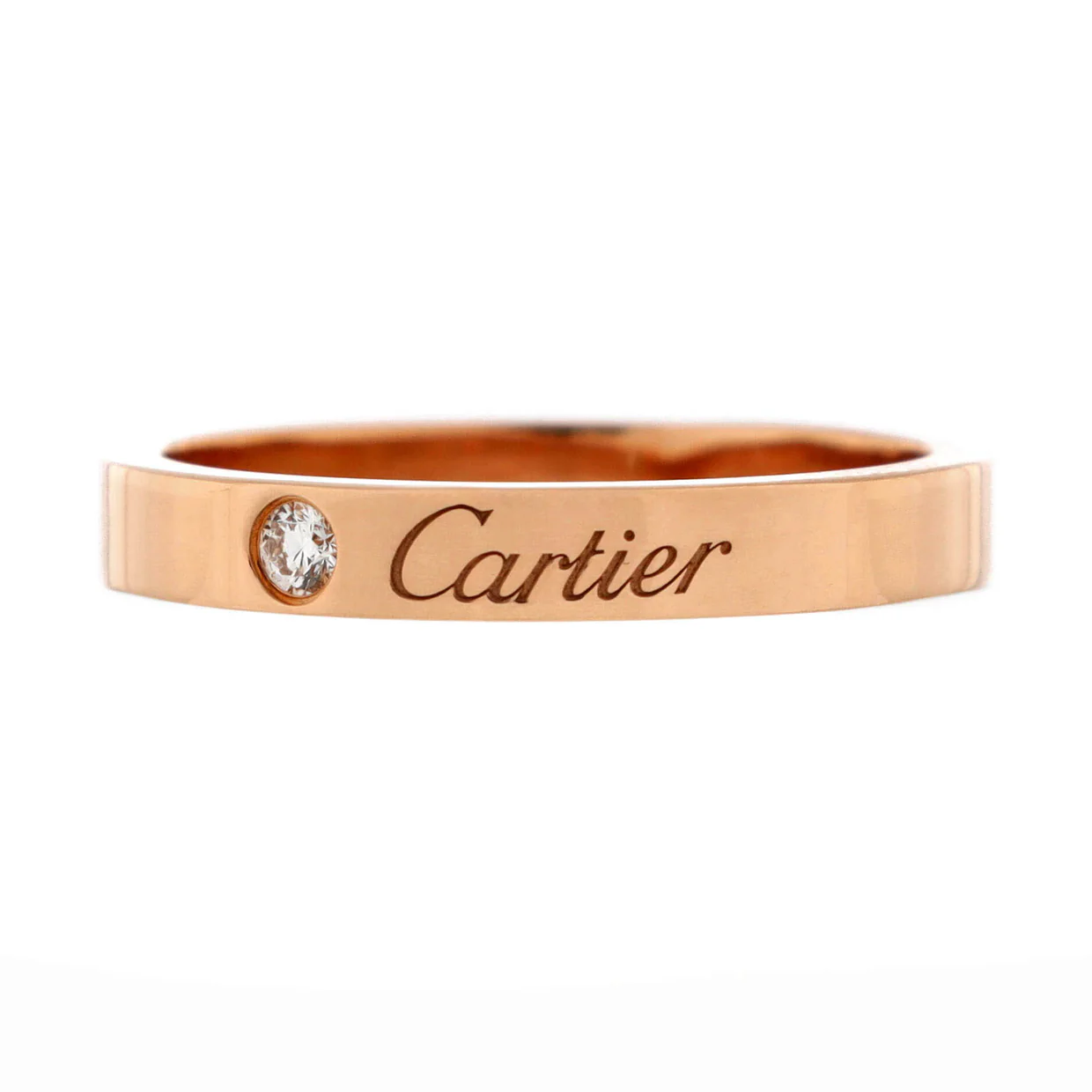 C de Cartier Wedding Band Ring 18K Rose Gold with Diamond - Deep Luxury