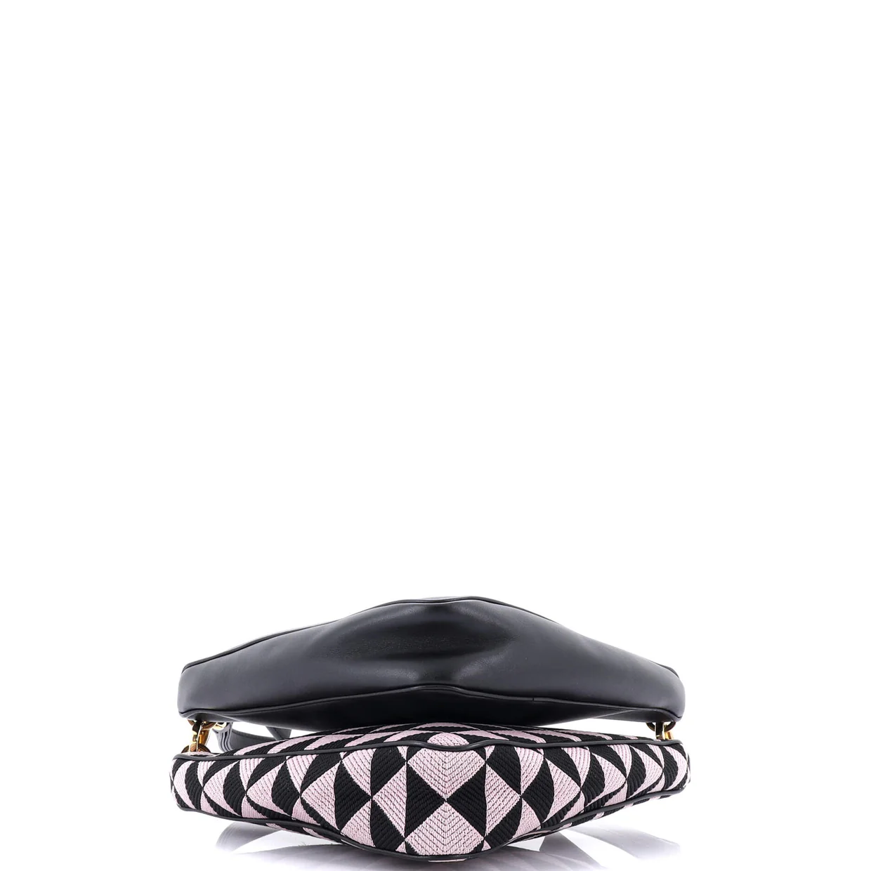 Double Symbole Triangle Bag Leather and Jacquard Mini - Deep Luxury