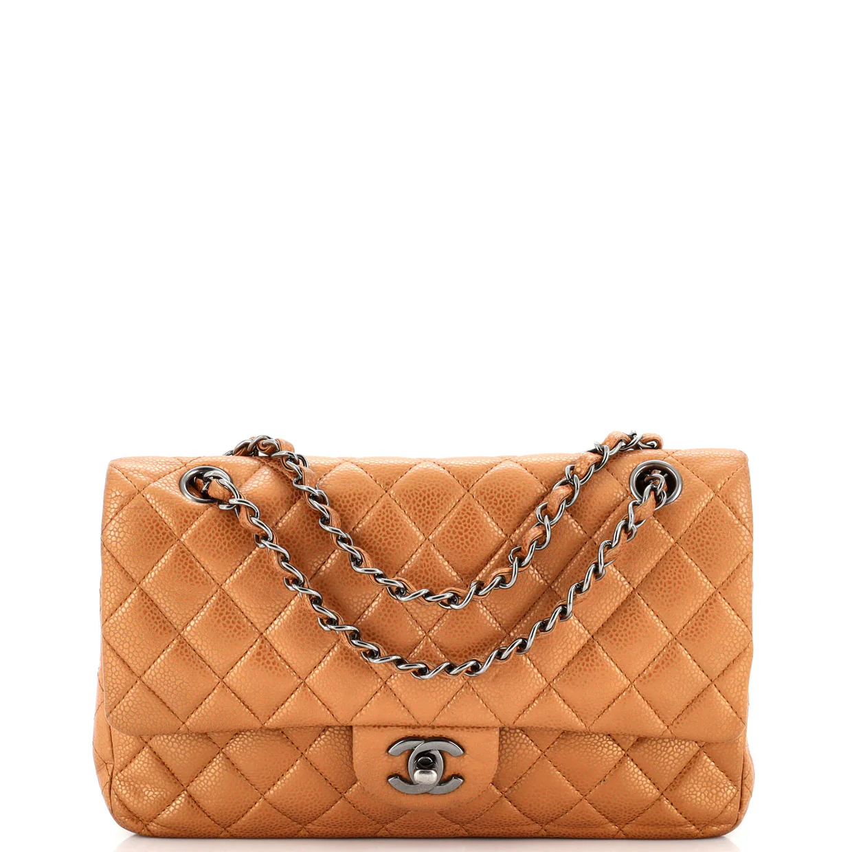 Classic Double Flap Bag Quilted Metallic Caviar Medium - Deep Luxury
