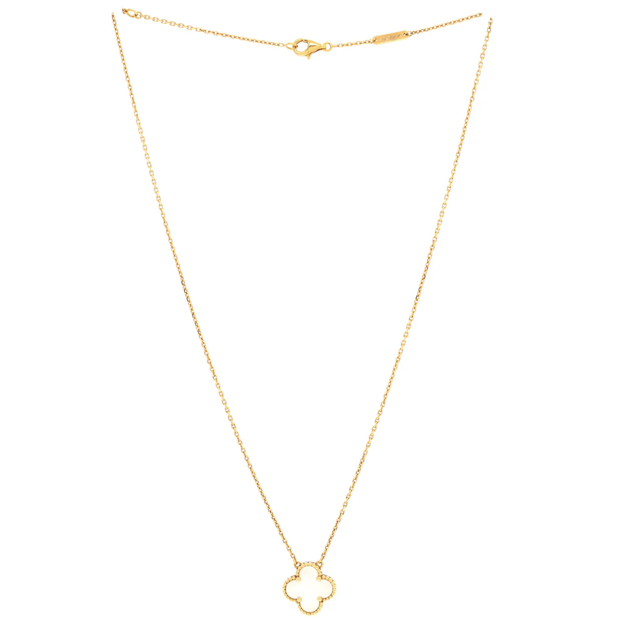 Vintage Alhambra Pendant Necklace 18K Yellow Gold and Mother of Pearl - Deep Luxury