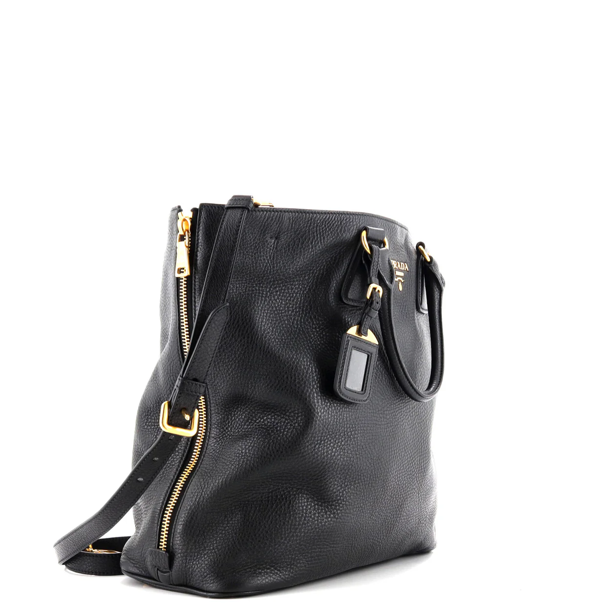 Side Zip Convertible Tote Vitello Daino Large - Deep Luxury