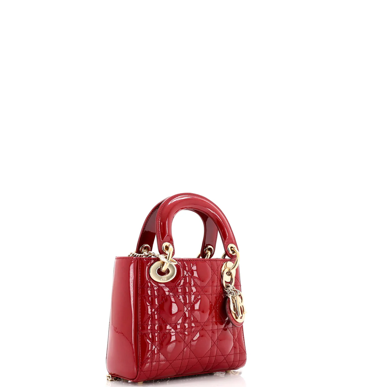 Lady Dior Chain Bag Cannage Quilt Patent Mini - Deep Luxury