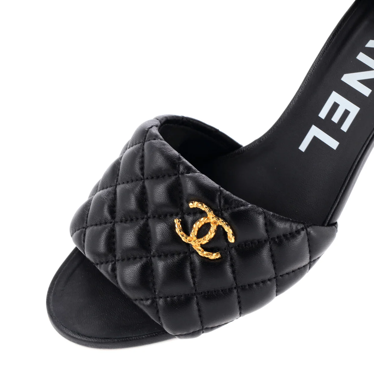 Women's CC Heeled Mule Sandals Quilted Leather - Deep Luxury