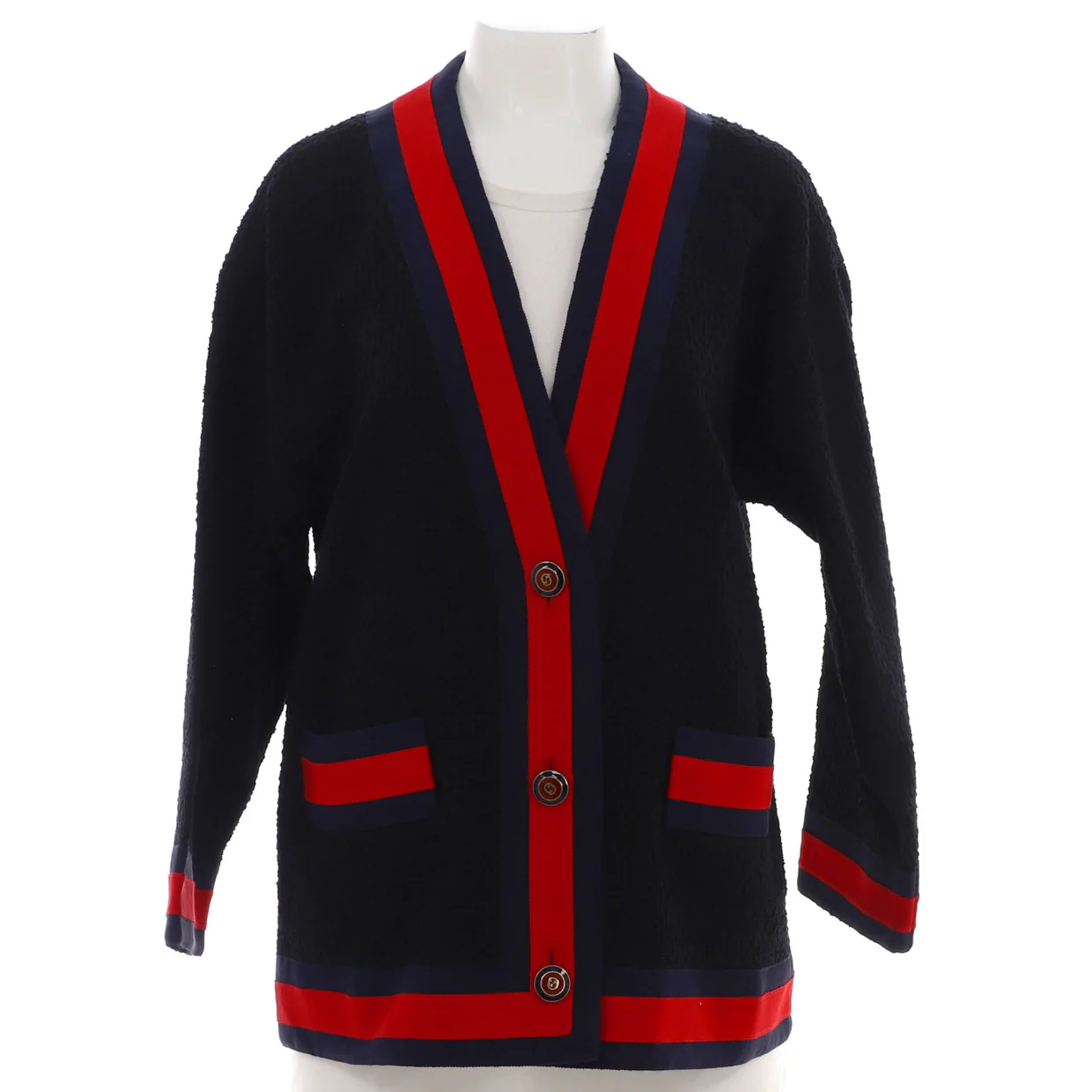 Women's Web Trim V-Neck Cardigan Tweed - Deep Luxury