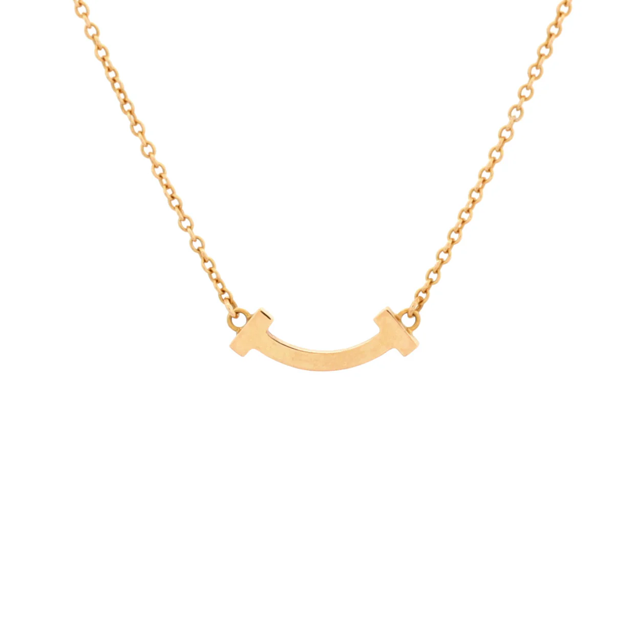 T Smile Pendant Necklace 18K Rose Gold Mini - Deep Luxury