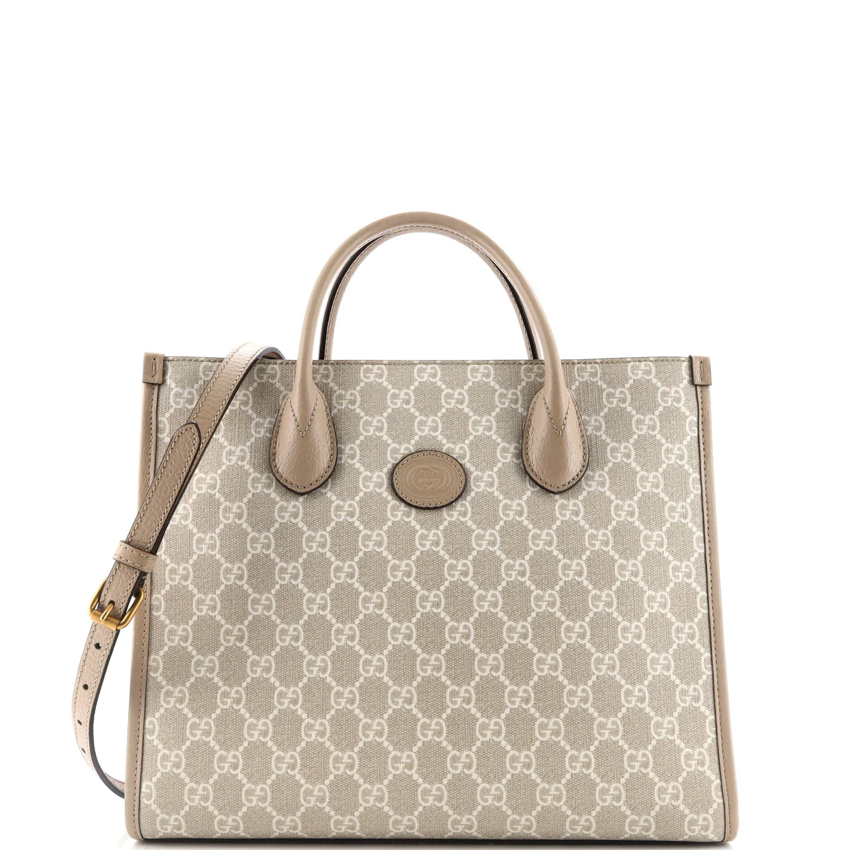 Interlocking G Tote GG Coated Canvas and Leather Small - Deep Luxury