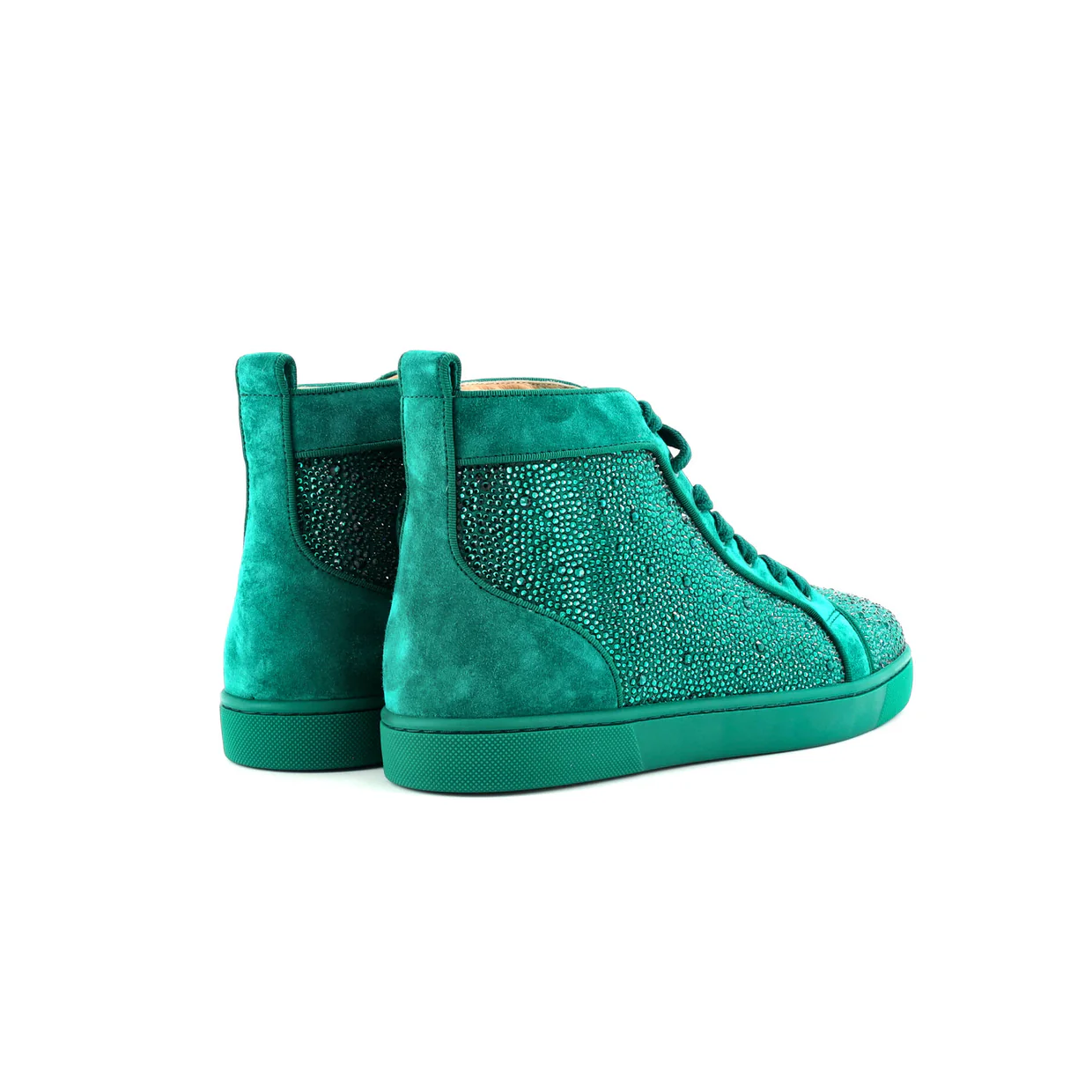 Women's Louis Flat High-Top Sneakers Crystal Embellished Suede - Deep Luxury
