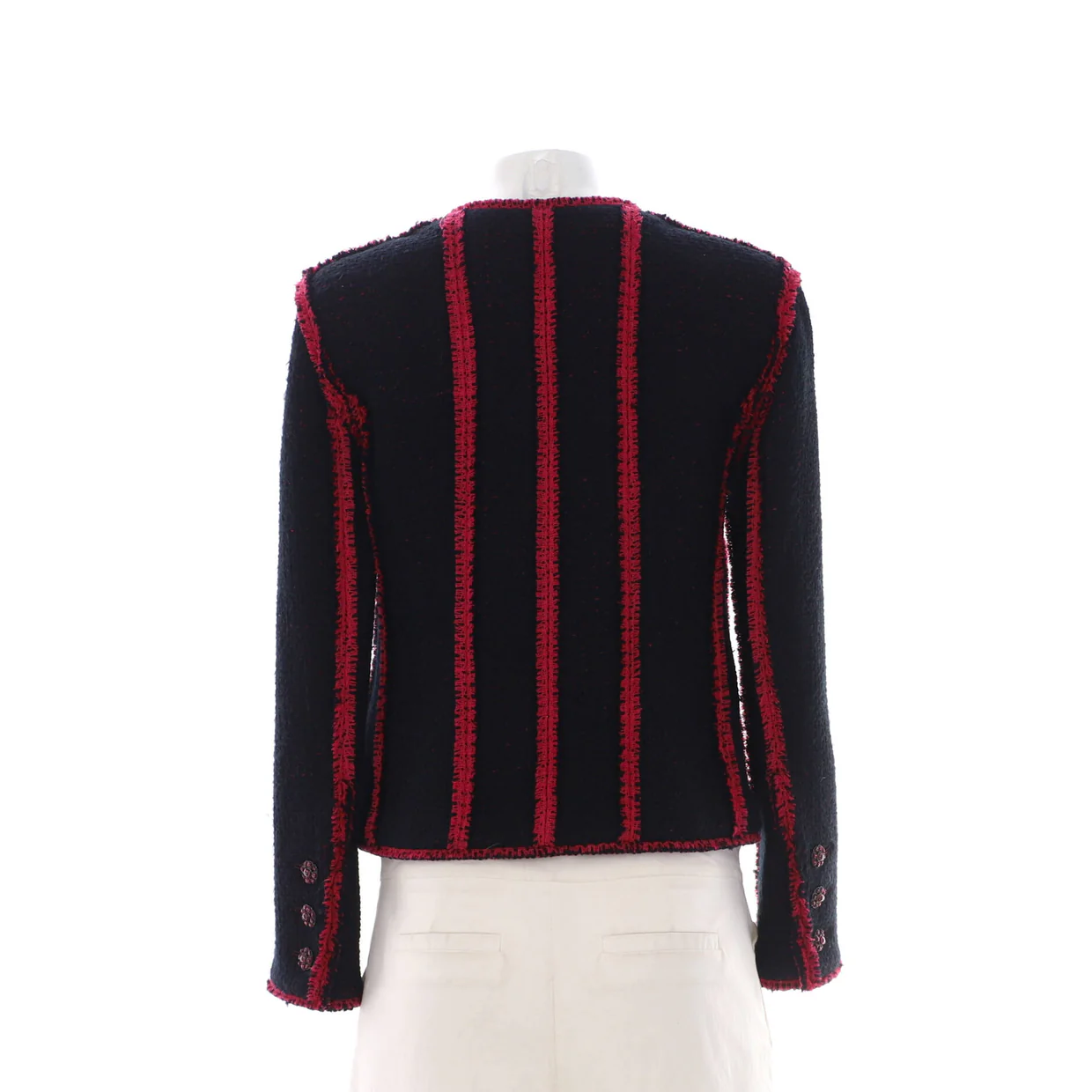 Women's Four Pocket Frayed Collarless Jacket Tweed - Deep Luxury