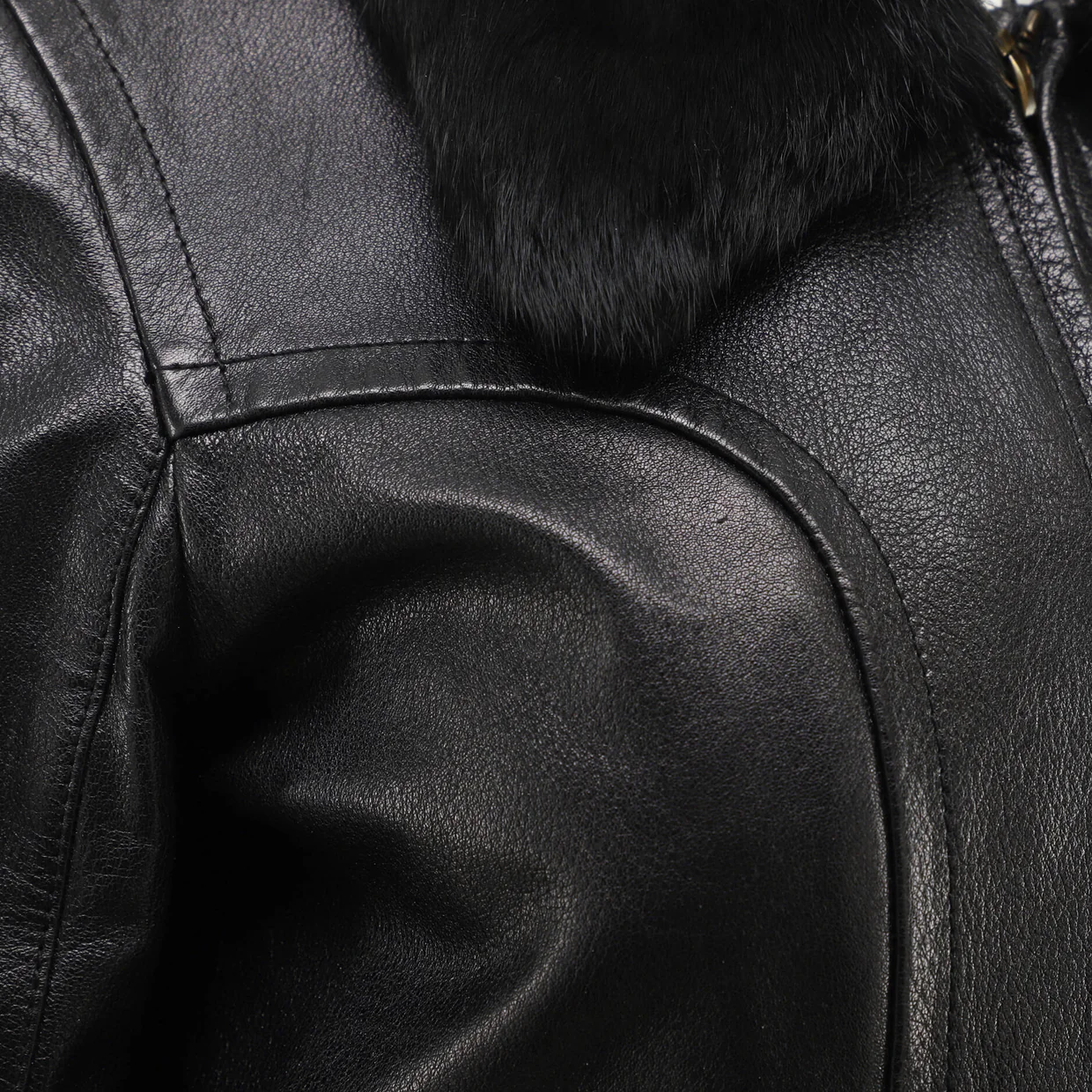 Women's Two Pocket Zip Jacket Leather with Fur - Deep Luxury