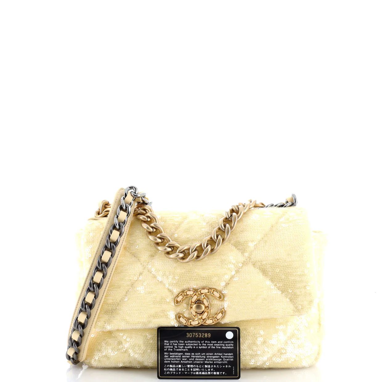 19 Flap Bag Quilted Sequins Medium - Deep Luxury