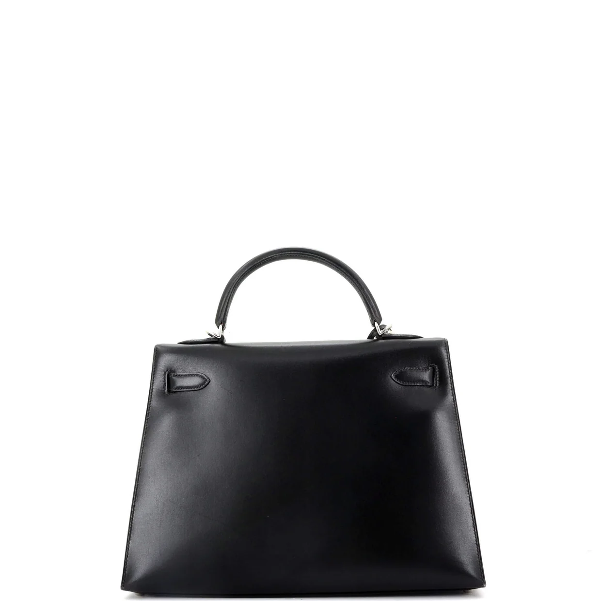 Kelly Handbag Noir Box Calf with Palladium Hardware 32 - Deep Luxury