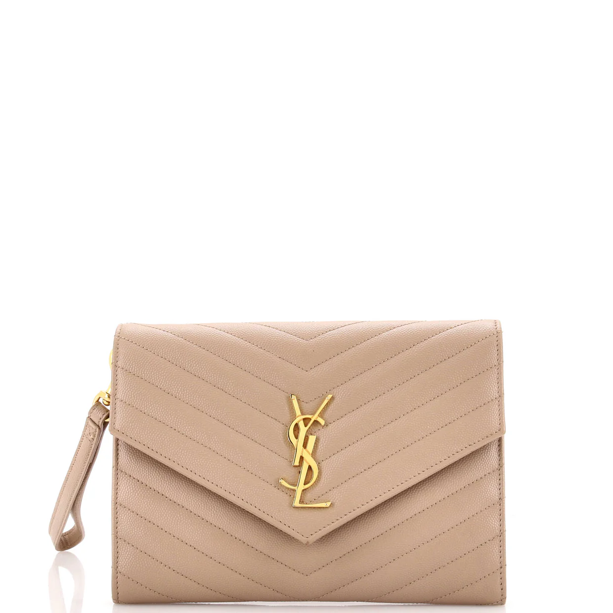 Classic Monogram Envelope Wristlet Clutch Matelasse Chevron Leather - Deep Luxury