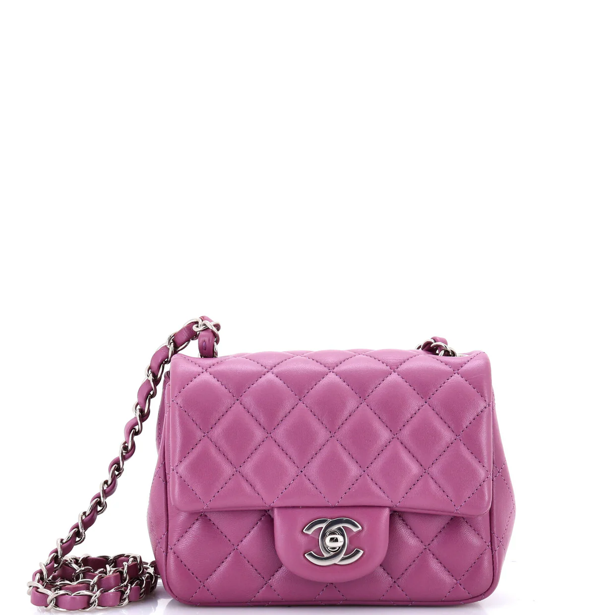 Square Classic Single Flap Bag Quilted Lambskin Mini - Deep Luxury