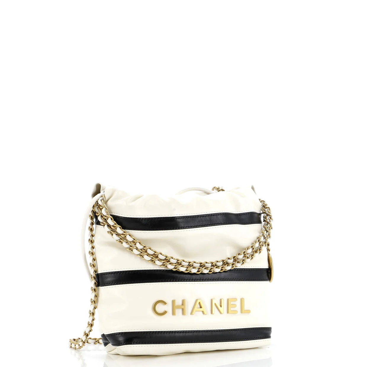 22 Chain Hobo Striped Shiny Calfskin Mini - Deep Luxury