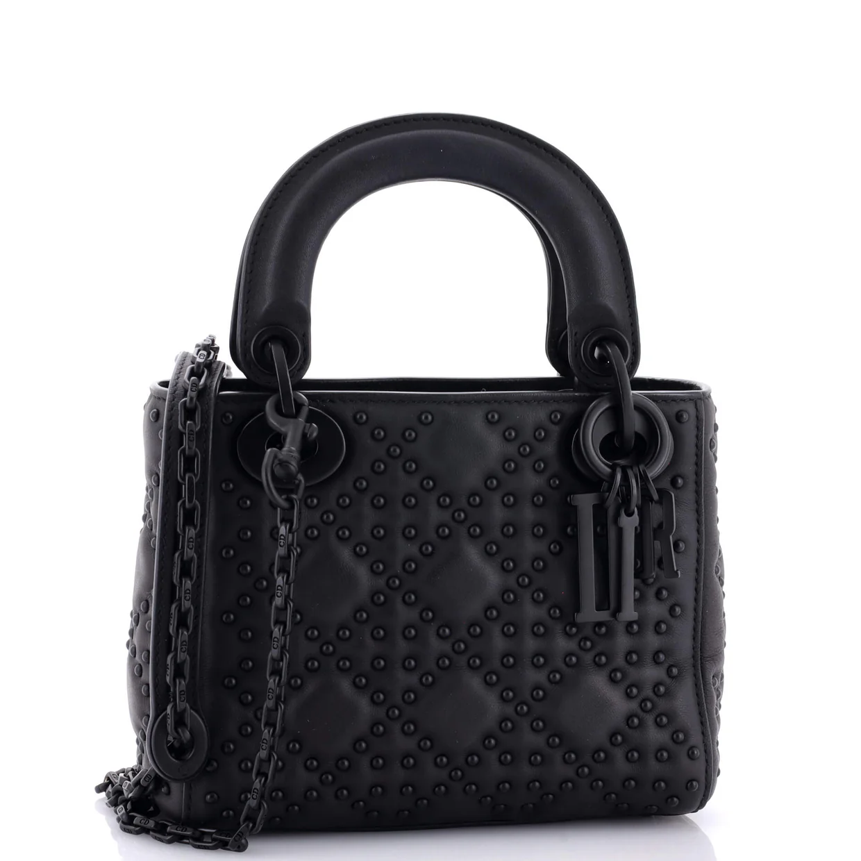 Ultra Matte Lady Dior Chain Bag Cannage Studded Lambskin Mini - Deep Luxury