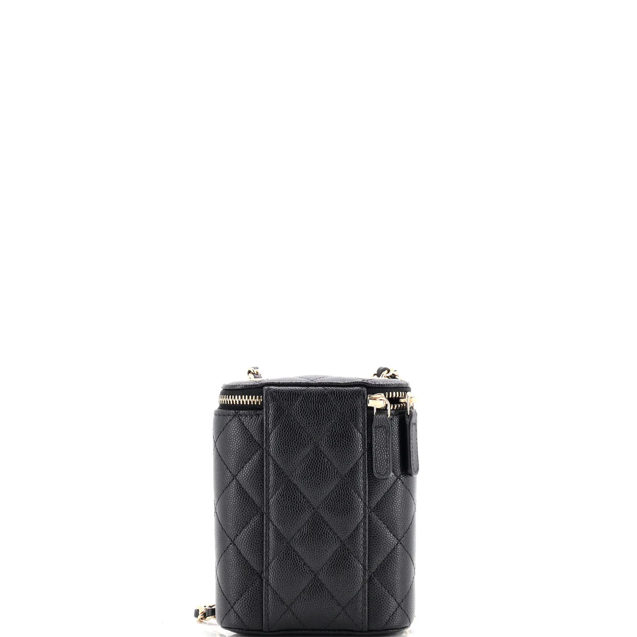 Vertical Classic Vanity Case with Chain Quilted Caviar Small - Deep Luxury