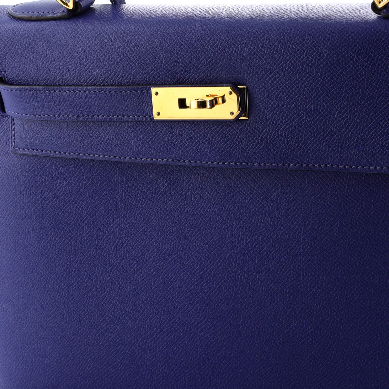 Kelly Handbag Bleu Electrique Epsom with Gold Hardware 32 - Deep Luxury