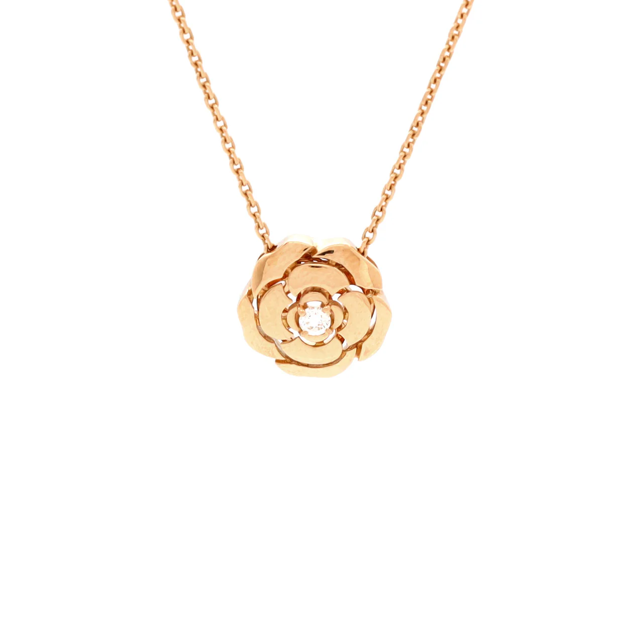 Extrait de Camellia Pendant Necklace 18K Rose Gold with Diamond - Deep Luxury