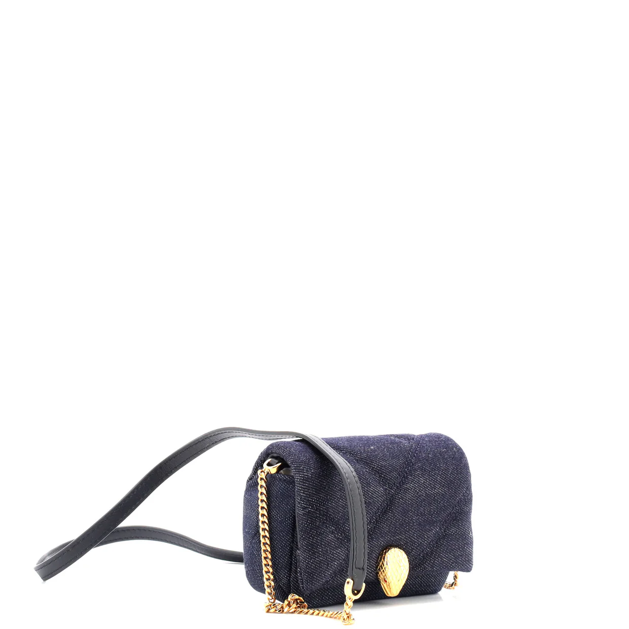 Serpenti Cabochon Shoulder Bag Diagonal Quilted Denim Micro - Deep Luxury