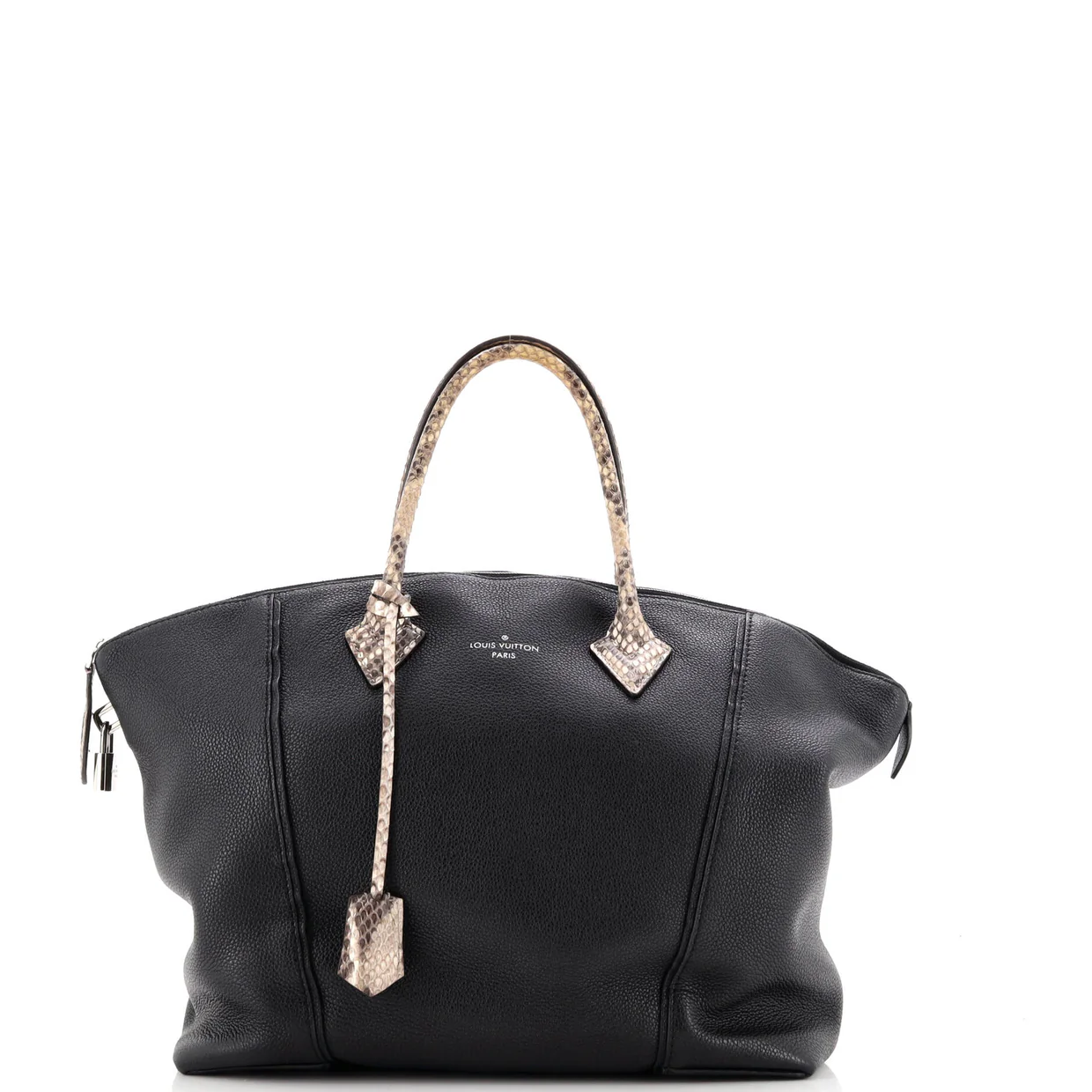 Soft Lockit Handbag Leather with Python MM - Deep Luxury