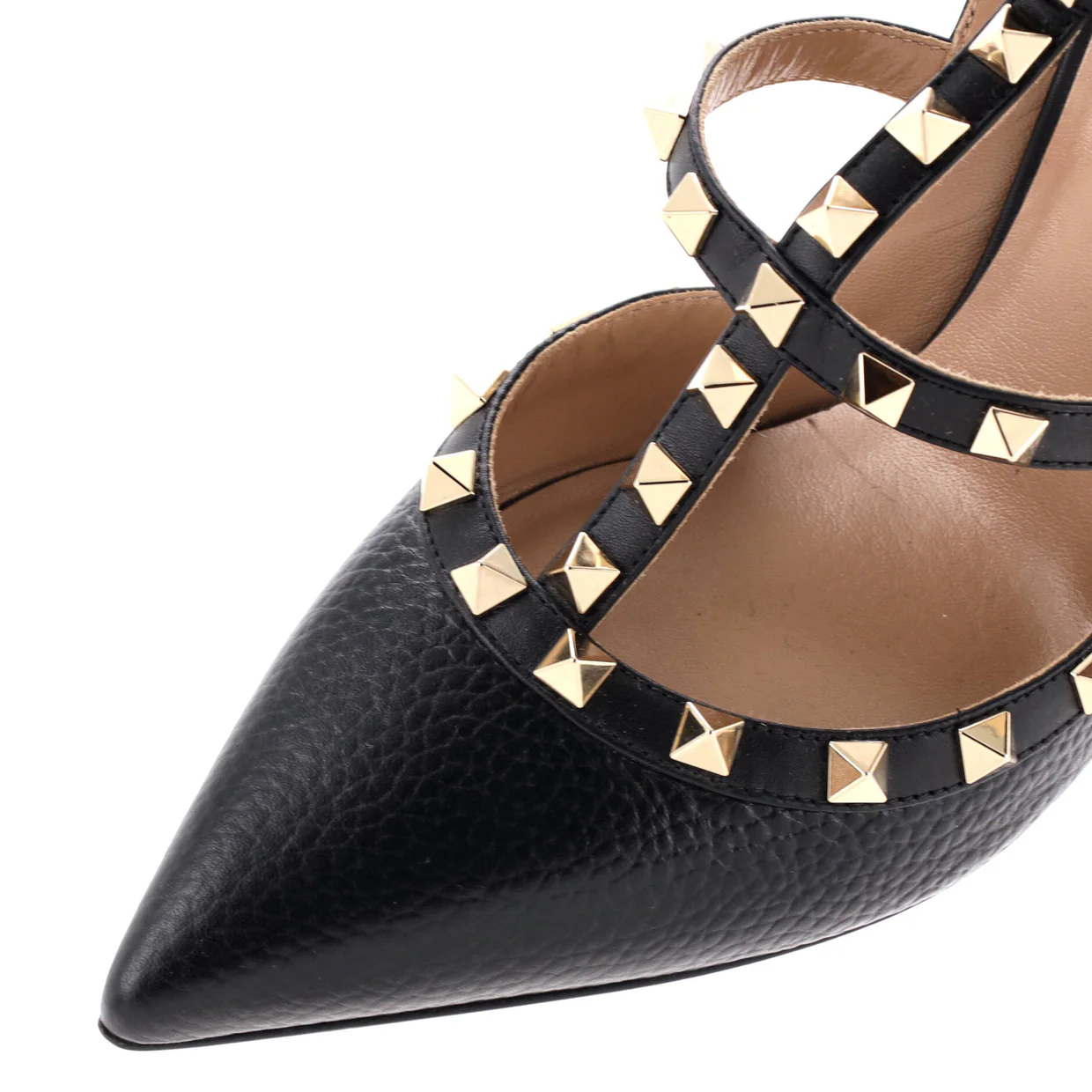 Women's Rockstud Ankle Strap Pumps Leather 100 - Deep Luxury