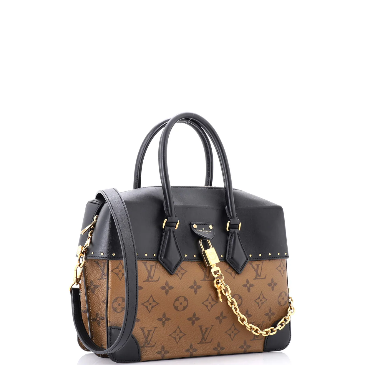 City Malle Handbag Reverse Monogram Canvas and Leather MM - Deep Luxury