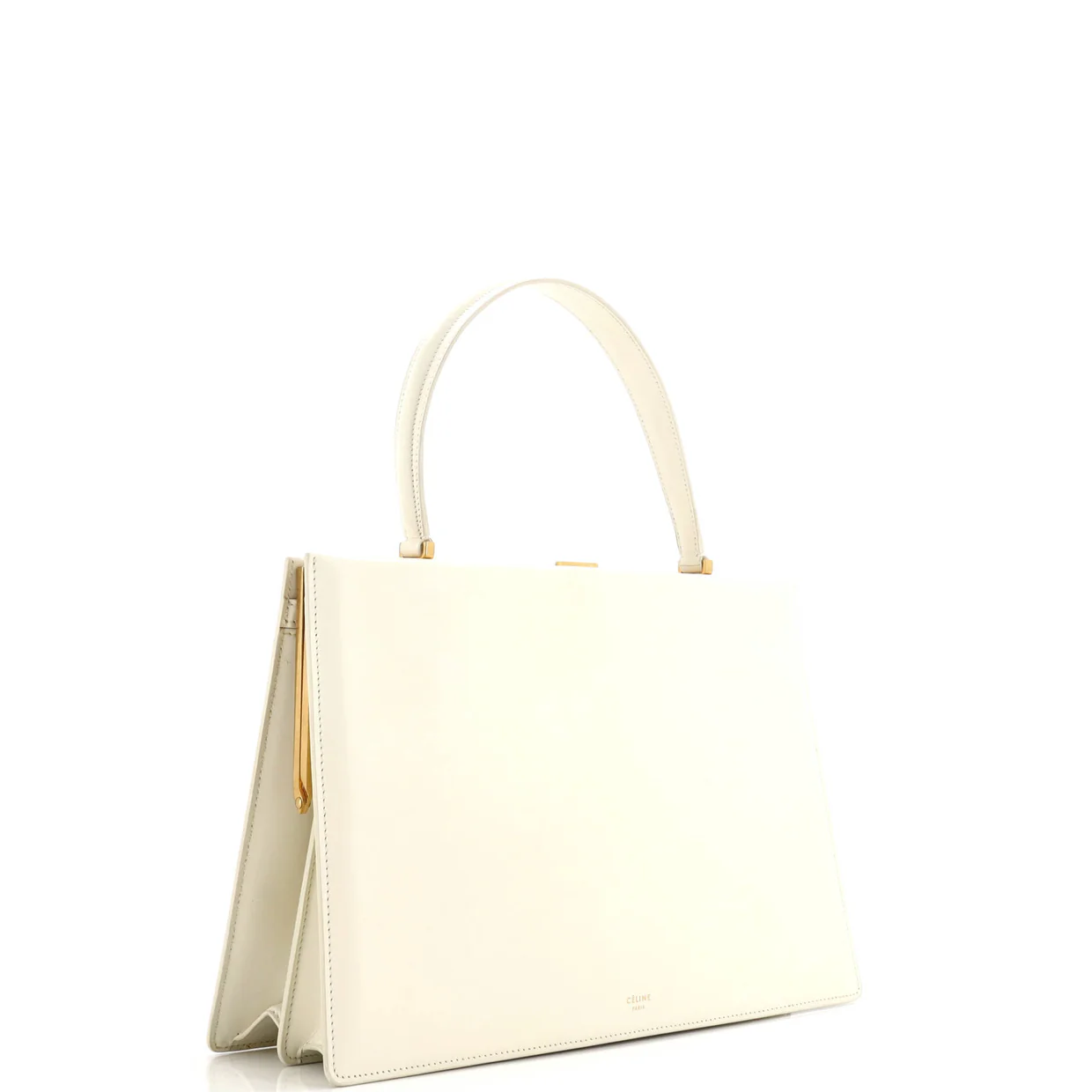 Clasp Top Handle Bag Leather Medium - Deep Luxury