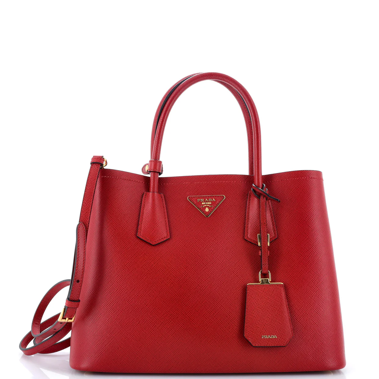 Cuir Double Tote Saffiano Leather Medium - Deep Luxury