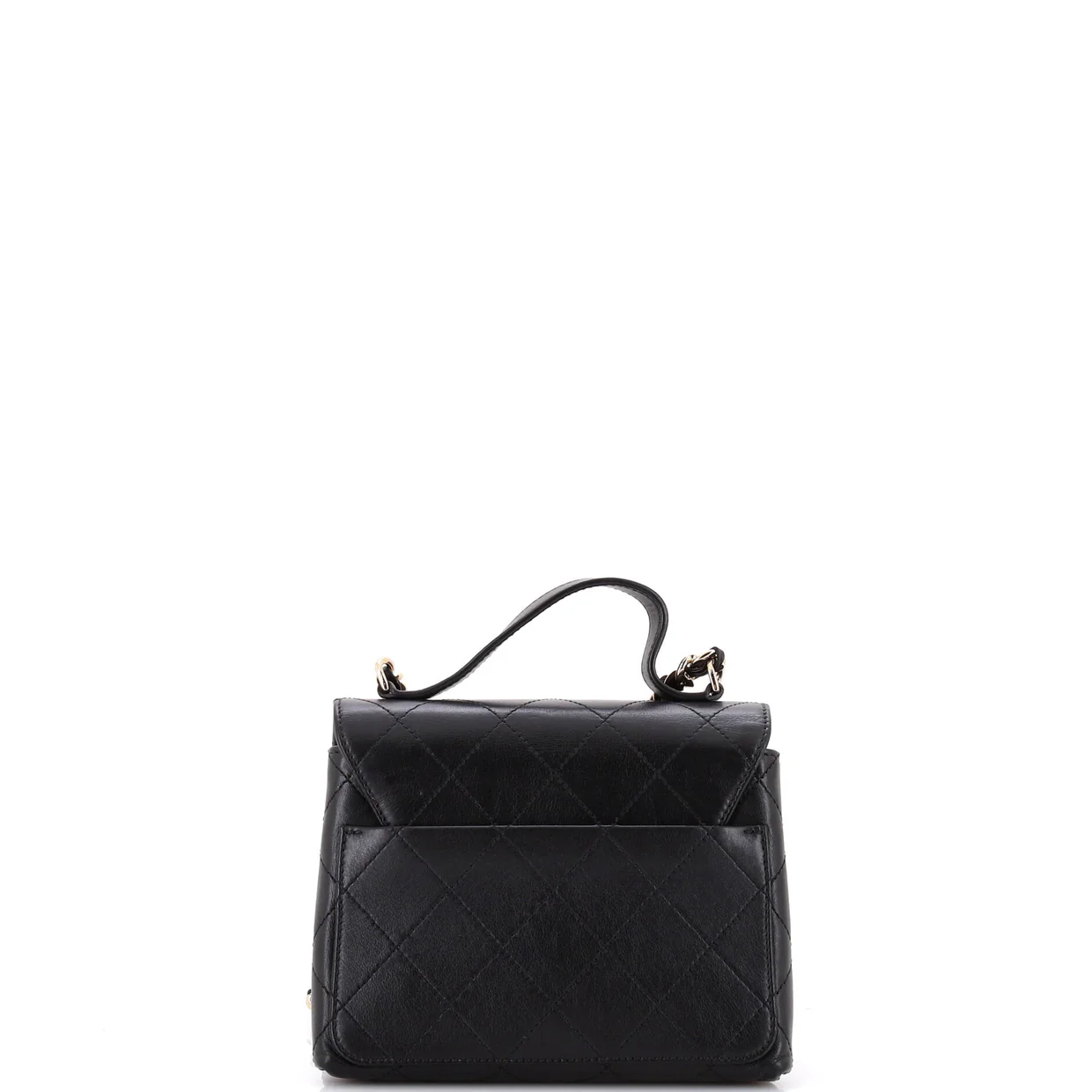 CC Double Pocket Top Handle Bag Stitched Calfskin Small - Deep Luxury