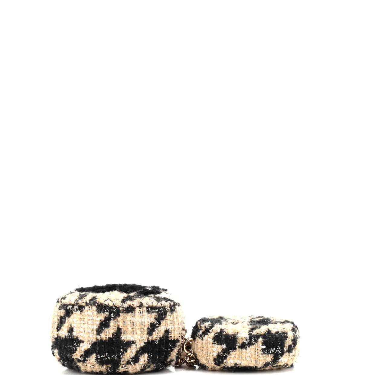 Round Clutch with Chain and Coin Purse Quilted Tweed with Shearling - Deep Luxury