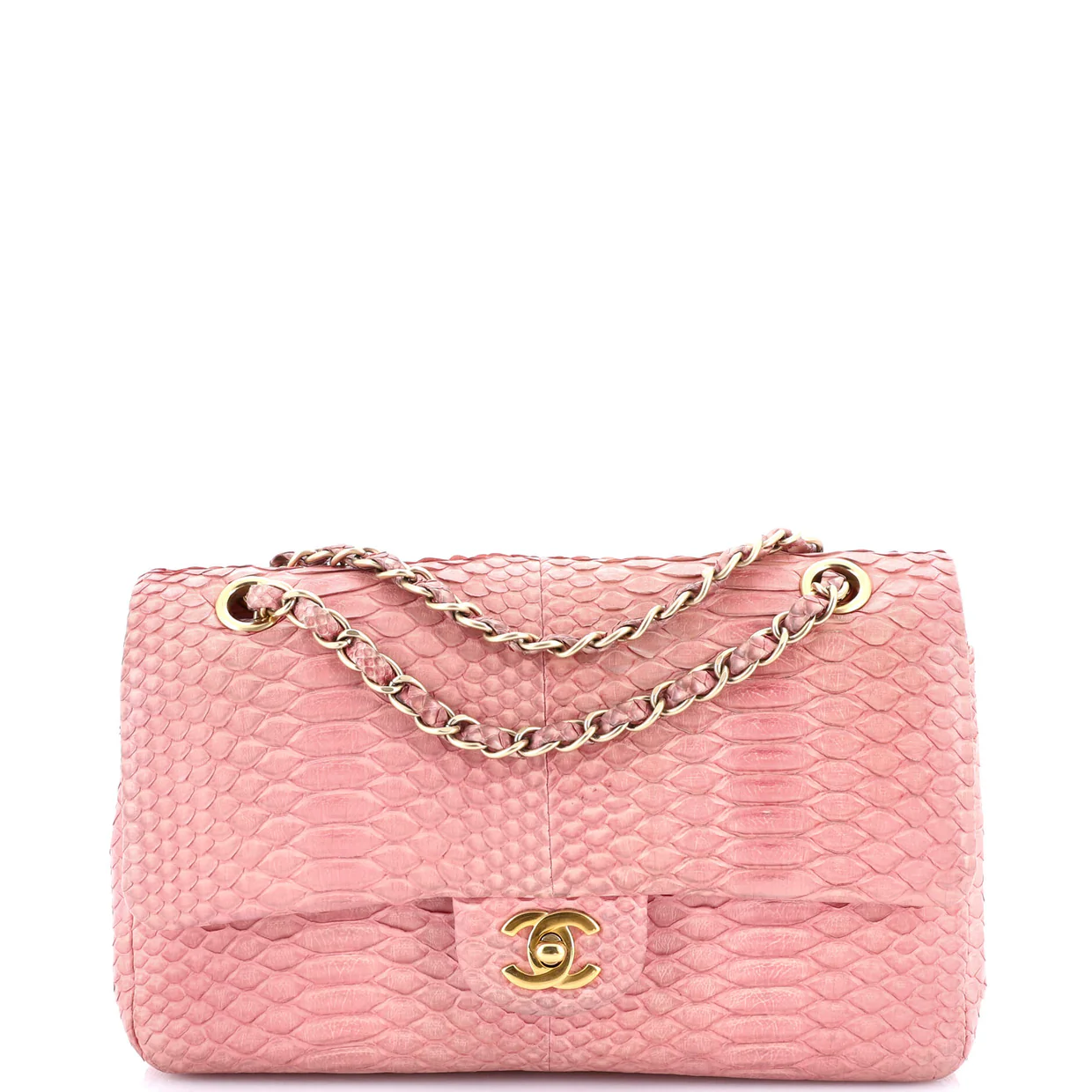 Classic Double Flap Bag Python Medium - Deep Luxury
