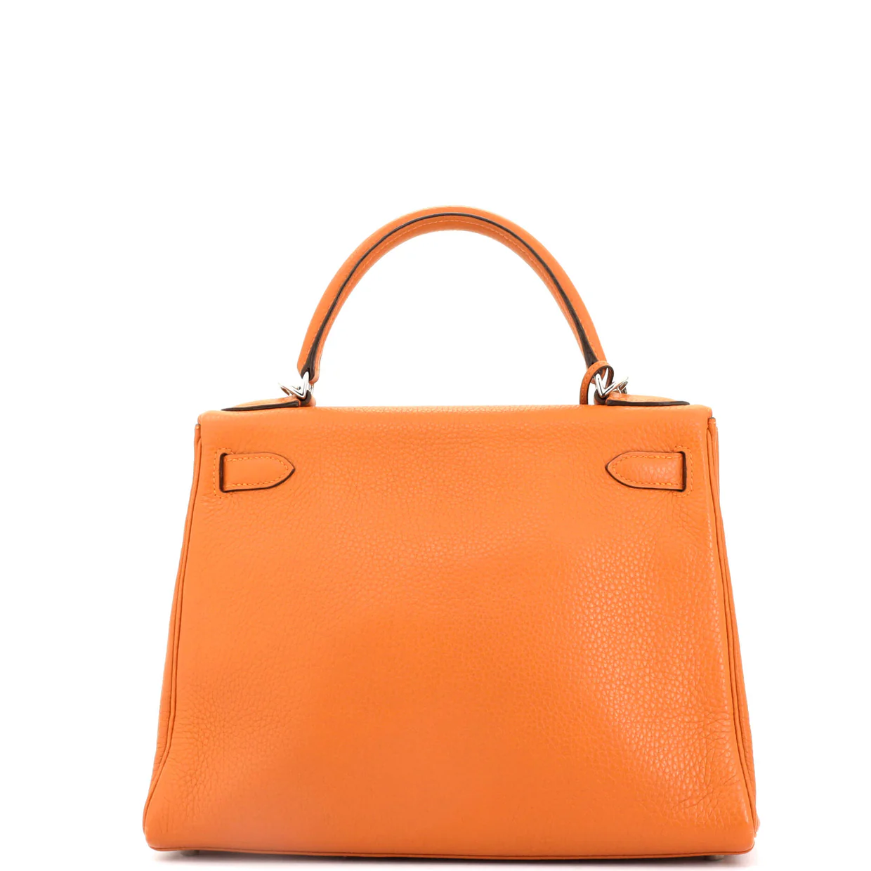 Kelly Handbag Orange H Clemence with Palladium Hardware 28 - Deep Luxury