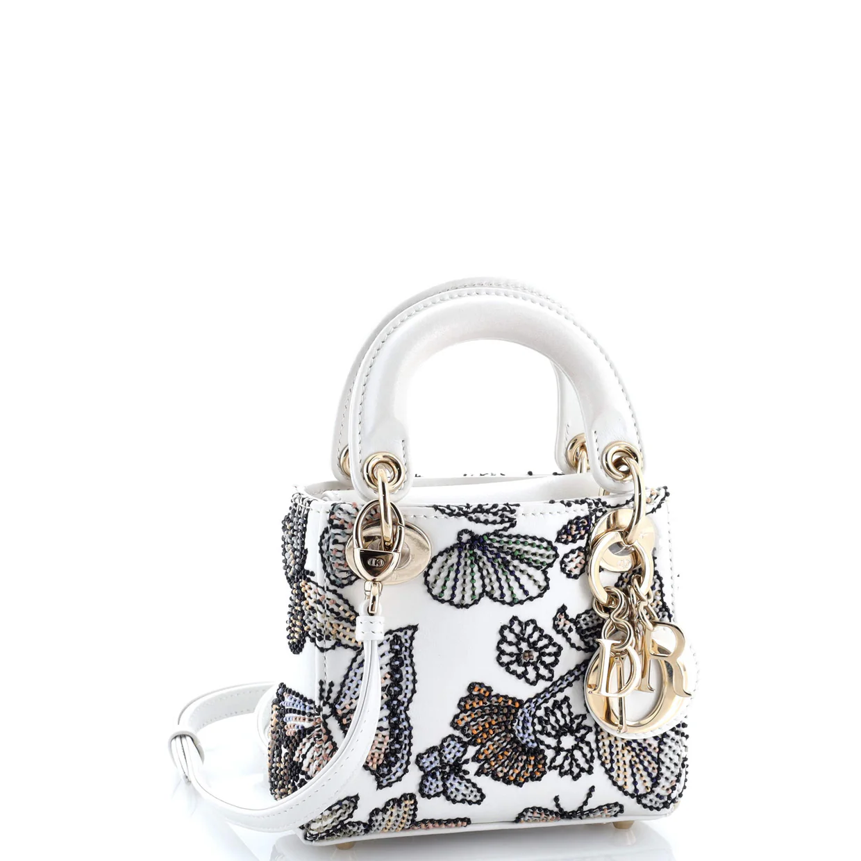 Lady Dior Bag Beaded Embroidered Leather Micro - Deep Luxury