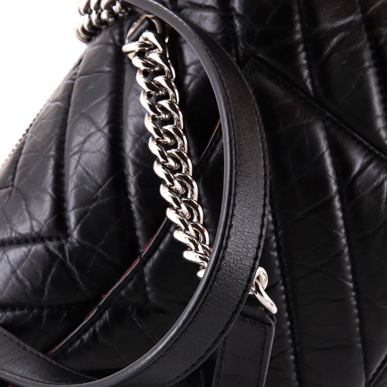 CC Bowling Bag Chevron Aged Calfskin Medium - Deep Luxury