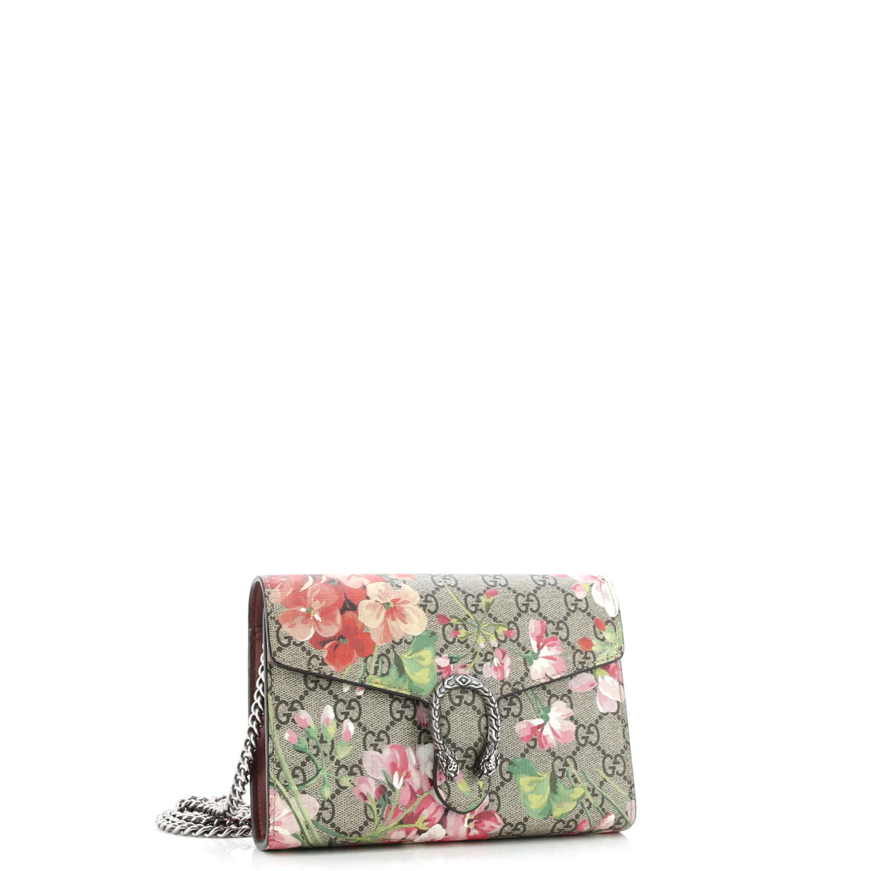 Dionysus Chain Wallet Blooms Print GG Coated Canvas Small - Deep Luxury