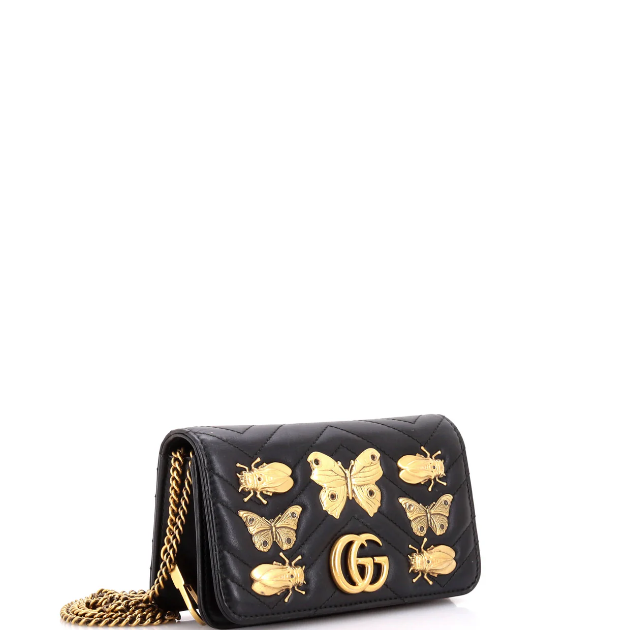 GG Marmont Chain Flap Bag Embellished Matelasse Leather Mini - Deep Luxury