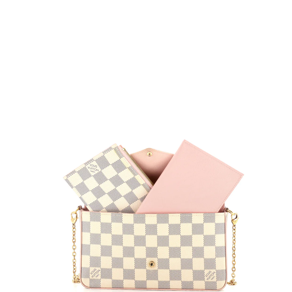 Felicie Pochette Damier and Leather - Deep Luxury