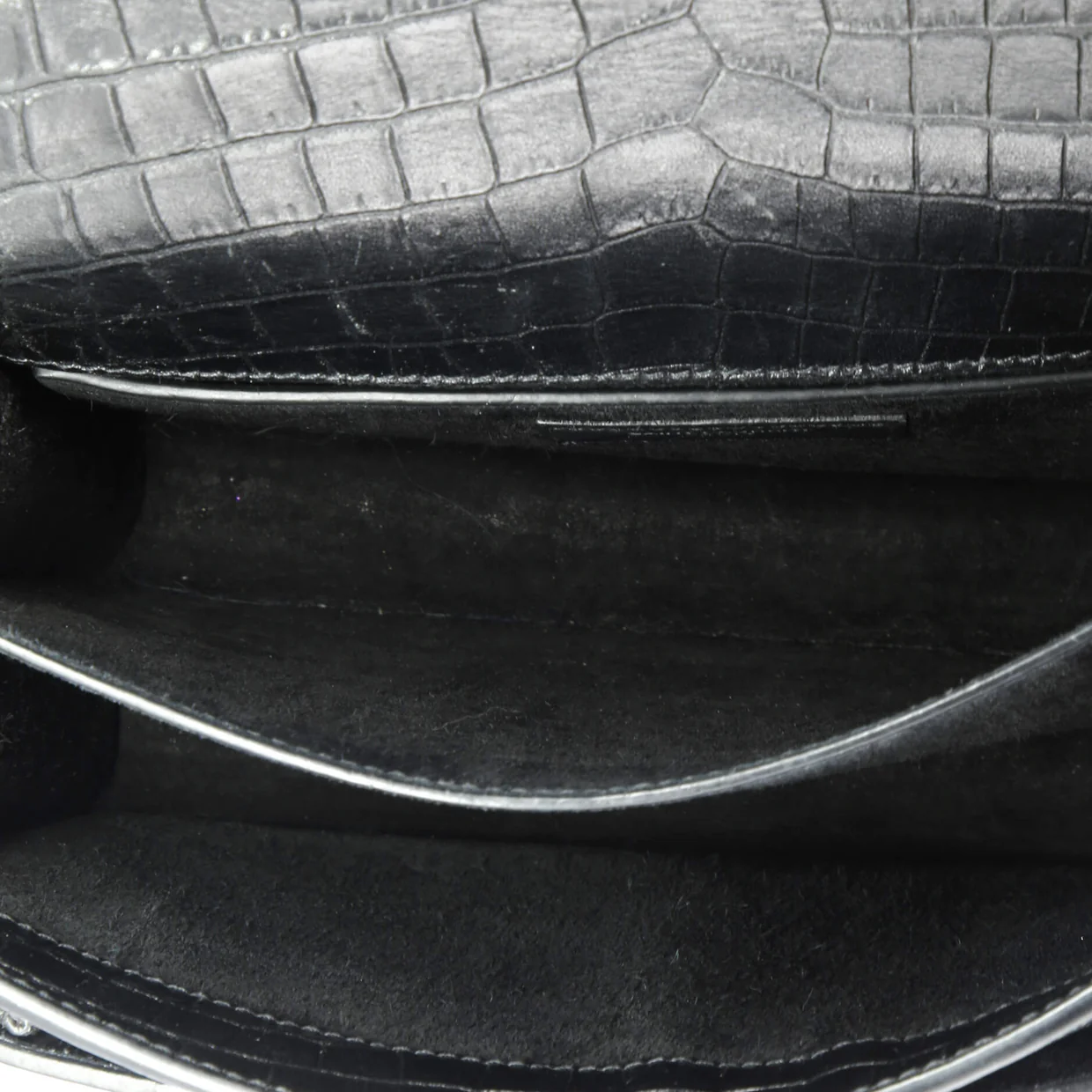 Sunset Crossbody Bag Crocodile Embossed Leather Medium - Deep Luxury