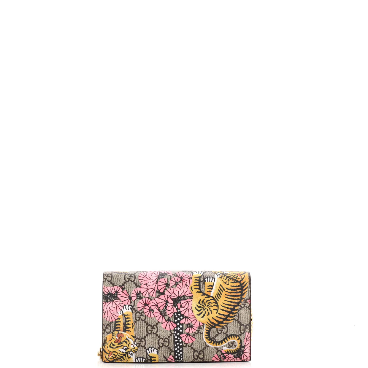 Chain Wallet Bengal Print GG Coated Canvas - Deep Luxury