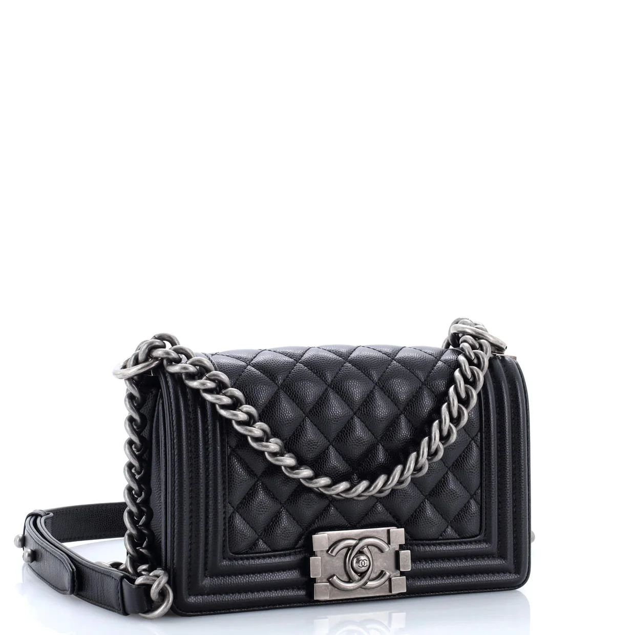 Boy Flap Bag Quilted Caviar Small - Deep Luxury