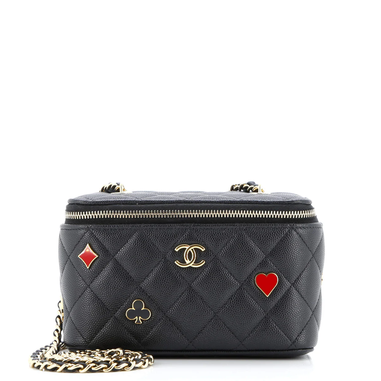 Coco Casino Vanity Case with Chain Quilted Caviar Small - Deep Luxury