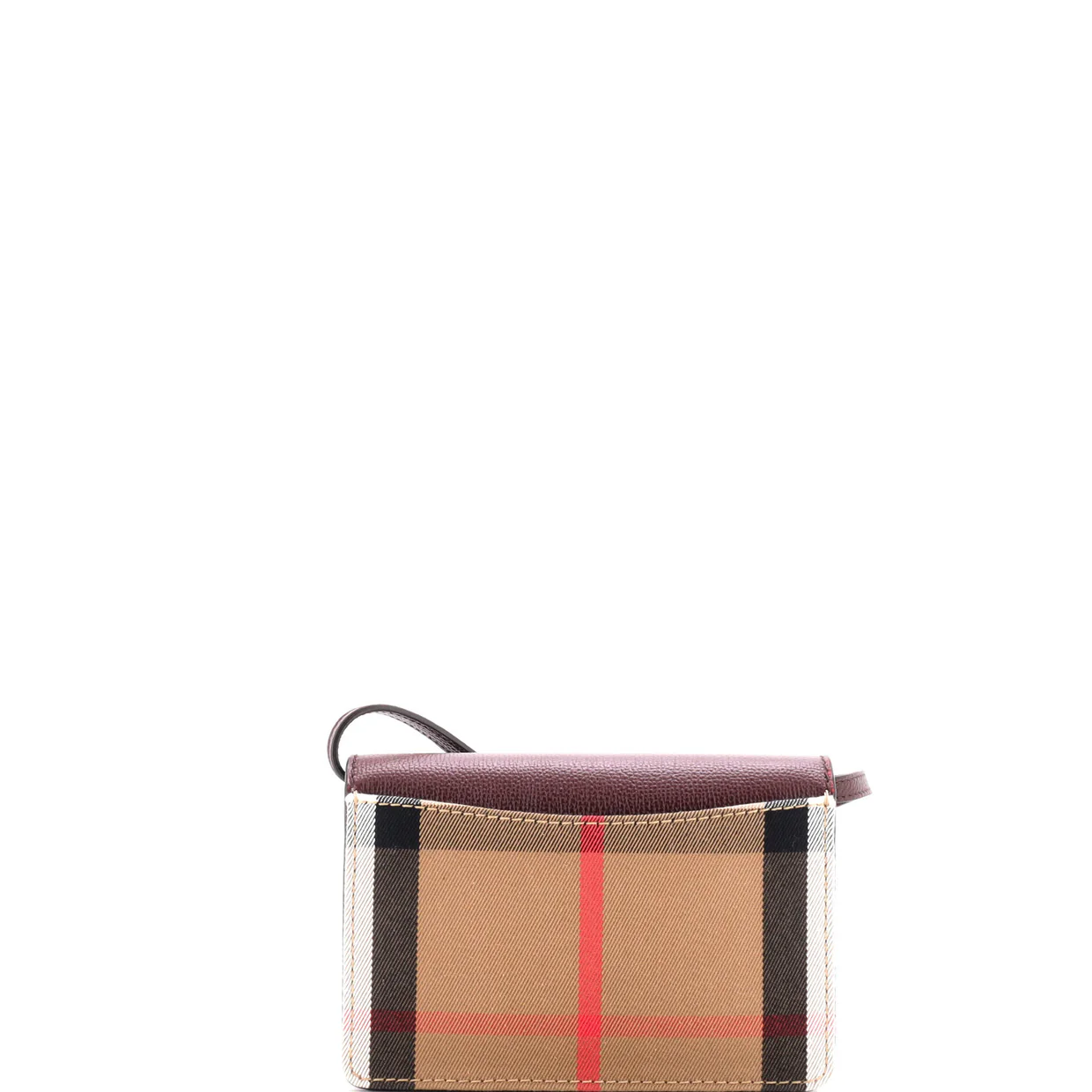 Hampshire Wallet on Strap Leather and House Check Canvas - Deep Luxury