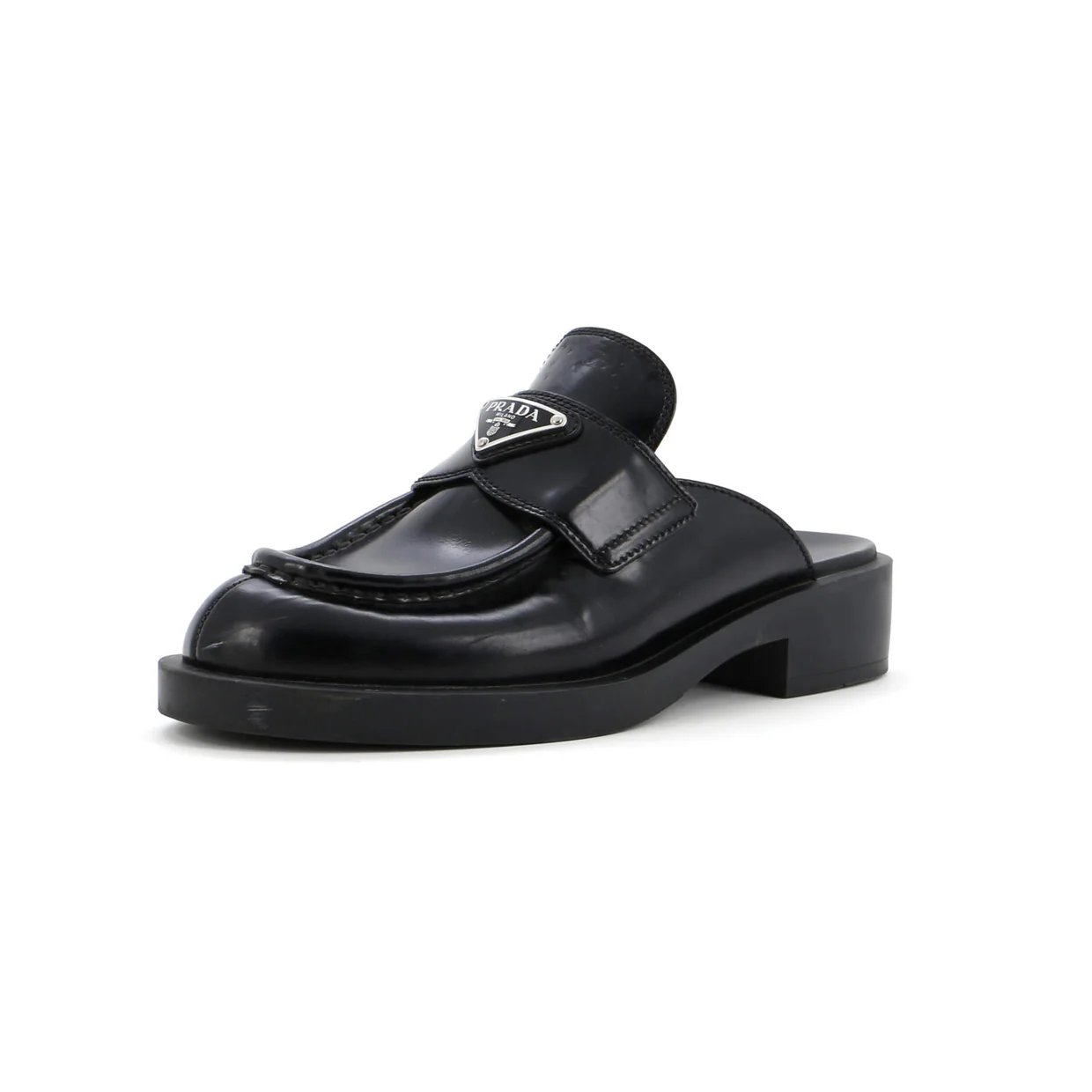 Women's Triangle Logo Slide Mules Leather - Deep Luxury