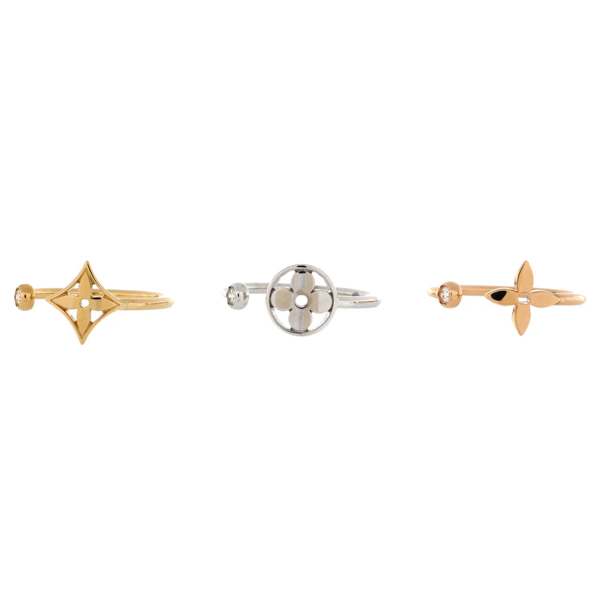 Idylle Blossom Ring Set 18K Tricolor Gold with Diamonds - Deep Luxury