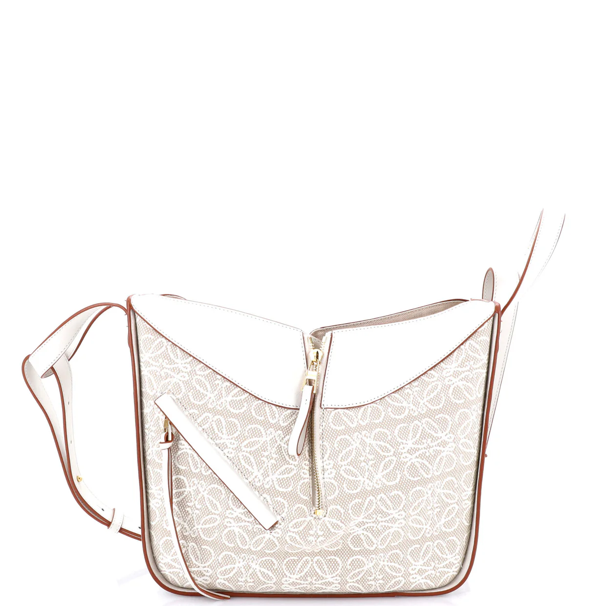 Hammock Bag Leather and Anagram Jacquard Small - Deep Luxury