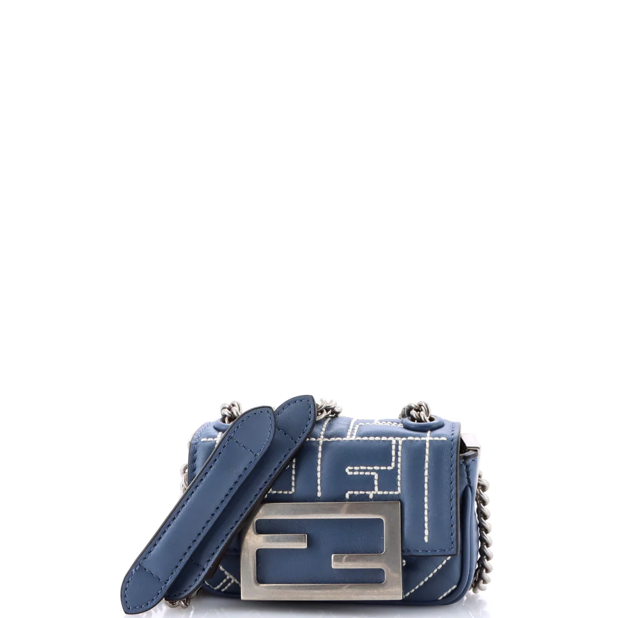 Baguette Chain Bag Zucca Embroidered Leather Nano - Deep Luxury