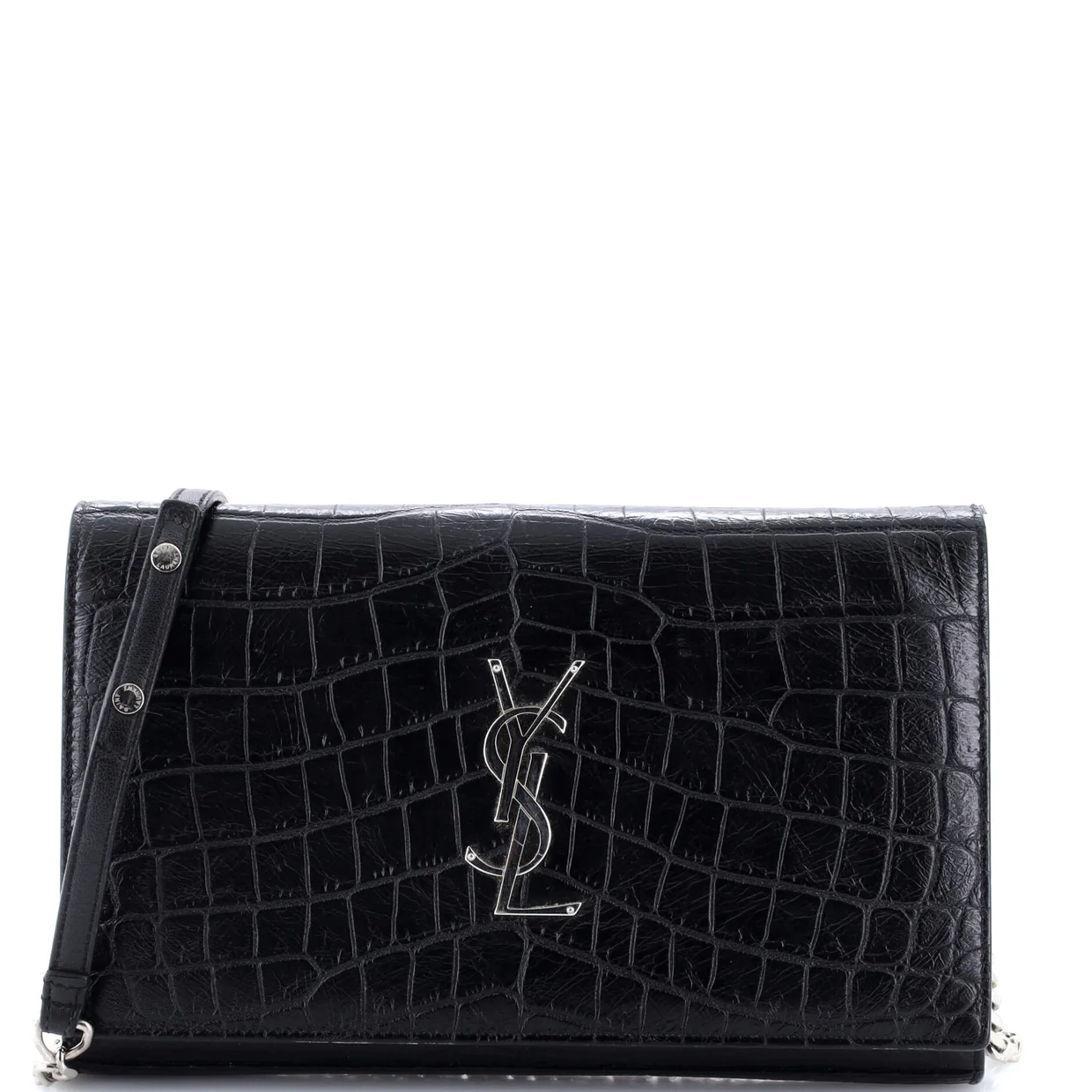 Classic Monogram Wallet on Chain Crocodile Embossed Leather Small - Deep Luxury